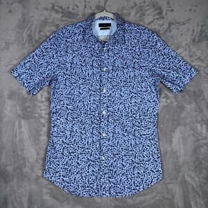 Diesel Slim Fit Floral Skull Button-Up Shirt Blue Navy Large